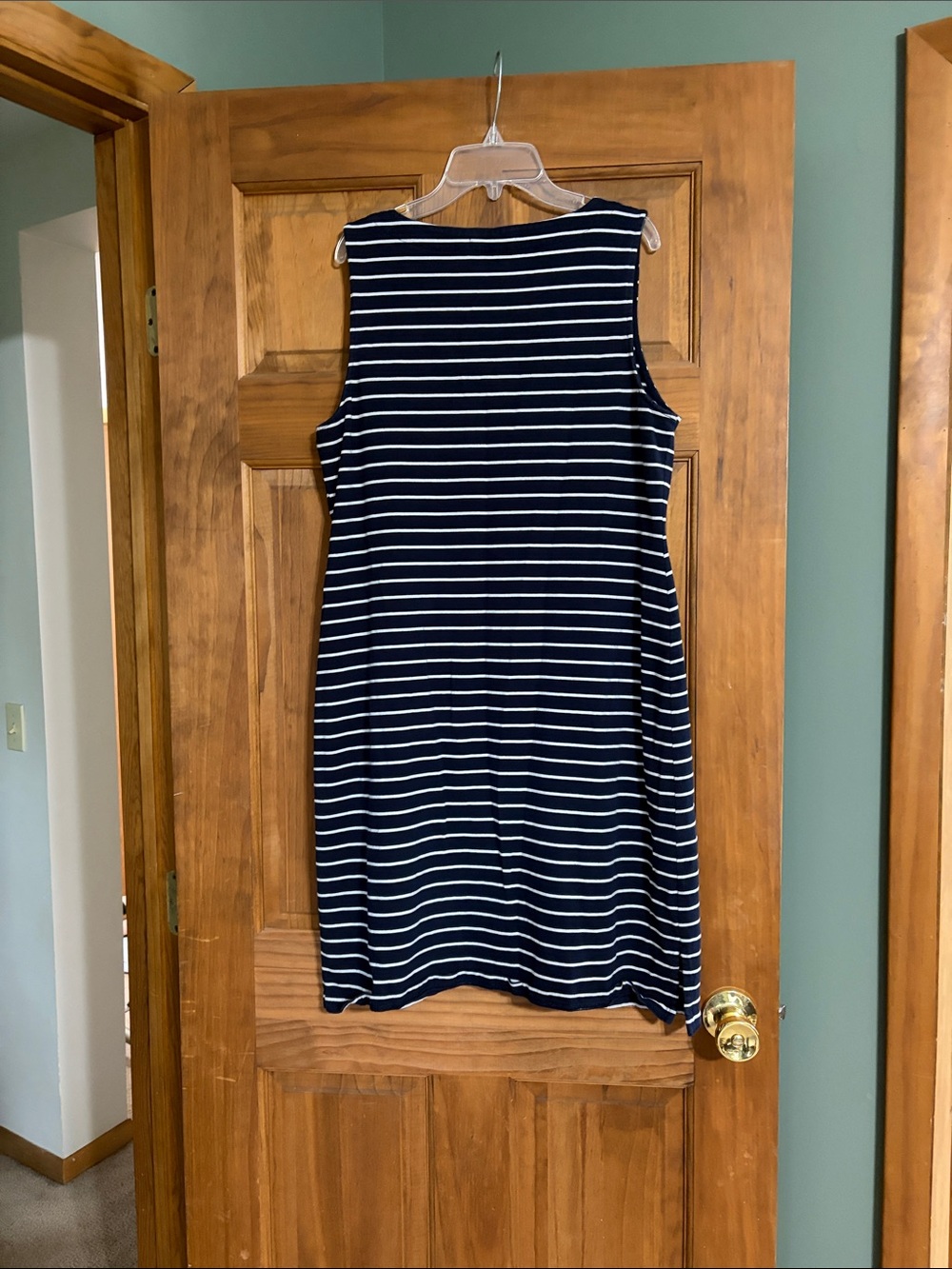 Lauren Ralph Lauren Navy & White Striped Lace-Up Tank Dress - Picture 3 of 4